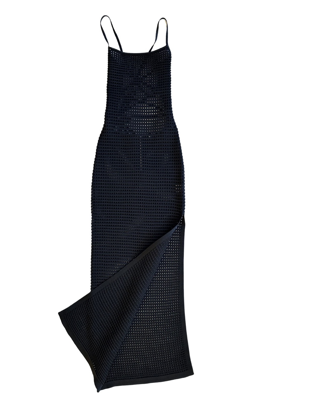 Hera Collection Black Crochet Knit Lace-Up Maxi Dress S